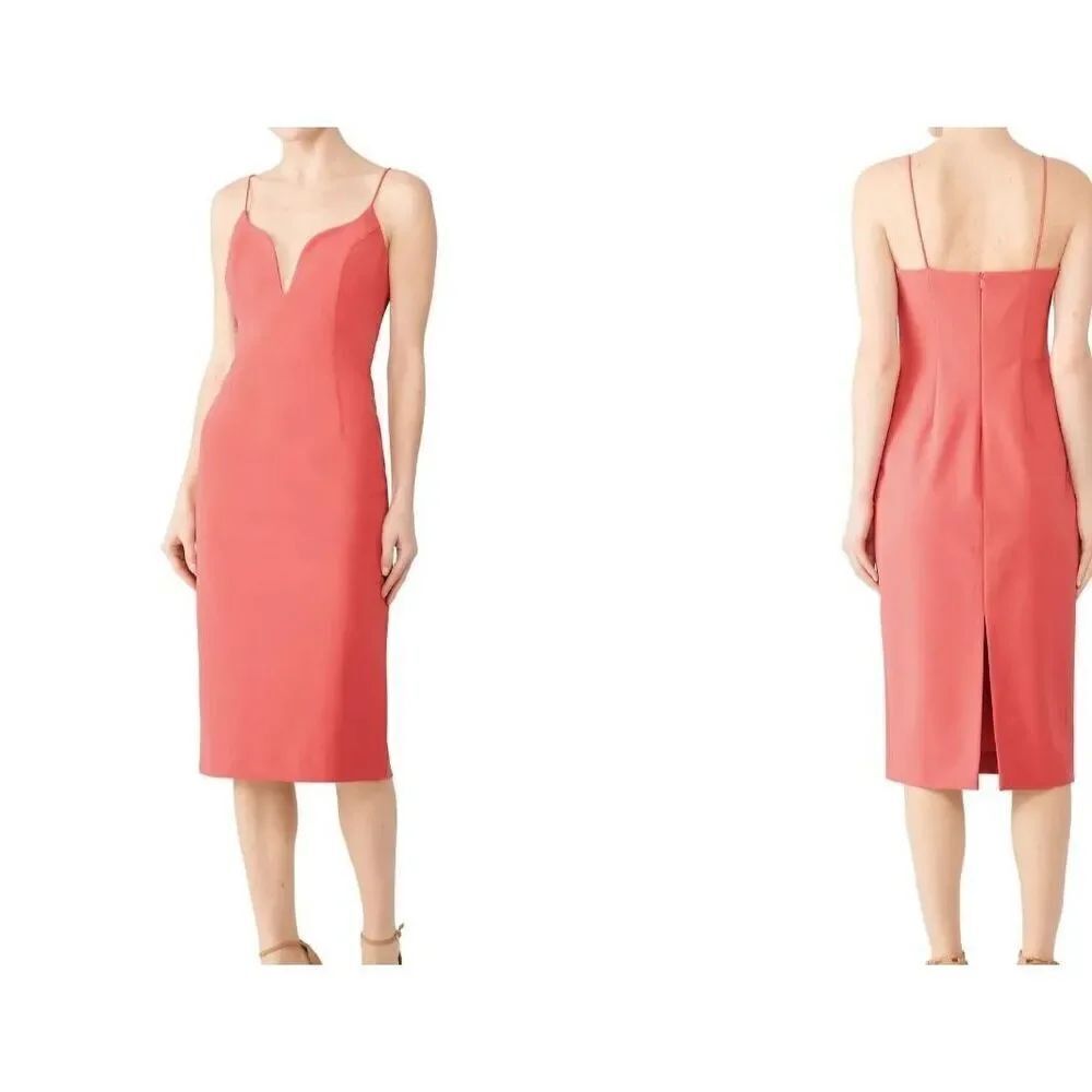 Jill Jill Stuart Pink Deep V-Neck Sheath sz 10